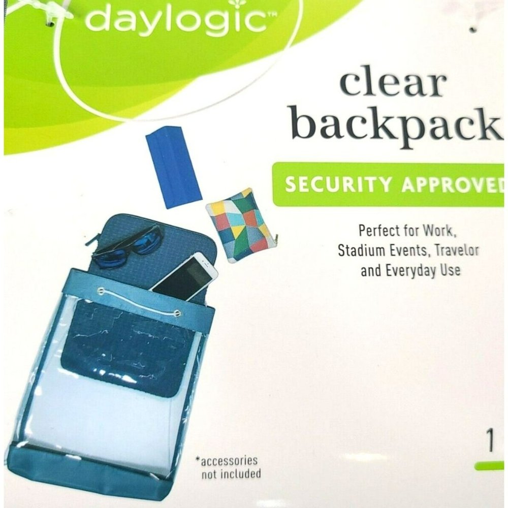 NEW Daylogic Clear Transparent Backpack Events Book Bag Tote 12L x2.5Wx 14.25H